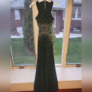 Dark green rhinestone prom dress, size 1, fits size 00-2